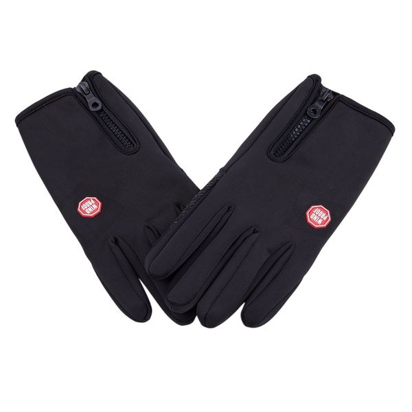 

winter outdoor sports hiking bicycle bike cycling gloves for men women windproof simulated leather soft warm gloves m, Black