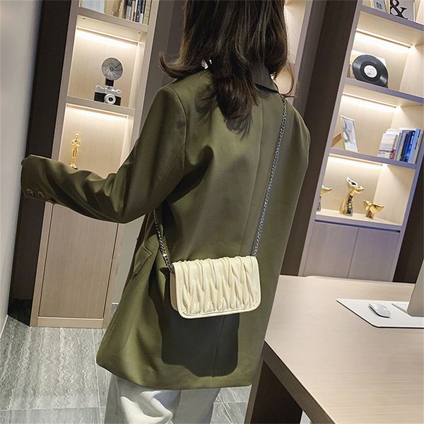 

2019 new messenger bags women elegant folds leather crossbody bag all-purpose phone shoulder bag pocket small square female