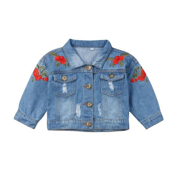 

imcute long-sleeve kids denim jackets coat for girls baby embroidered coat clothes children spring autumn fashion outwear, Blue;gray