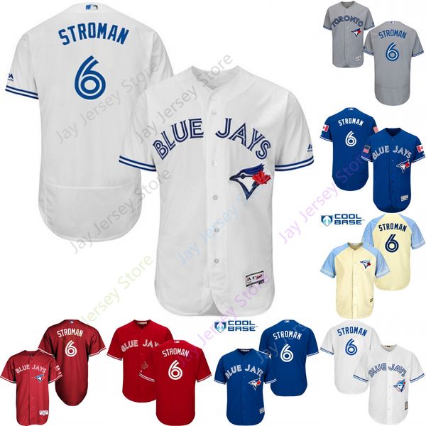 

2019 Toronto 6 Marcus Stroman Jersey Blue Jays Jerseys Cool Base Flexbase Home Away White Black Red Grey Pullover Button Men Women Youth