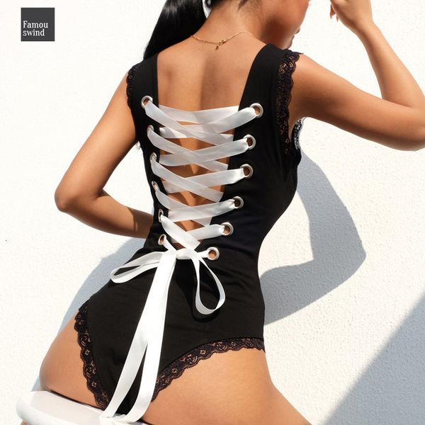 

black lace лоскутной tank bodysuit sexy рукава тело mujer backless женщины bodycon criss cross бинты полиэфирного bodysuits, Black;white