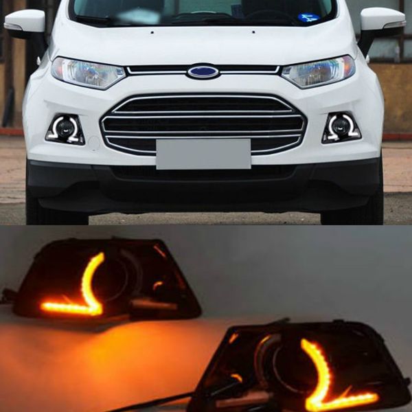 

1 set led drl daytime running lights daylight yellow turn fog head white lamp for ecosport 2013 2014 2015 2016