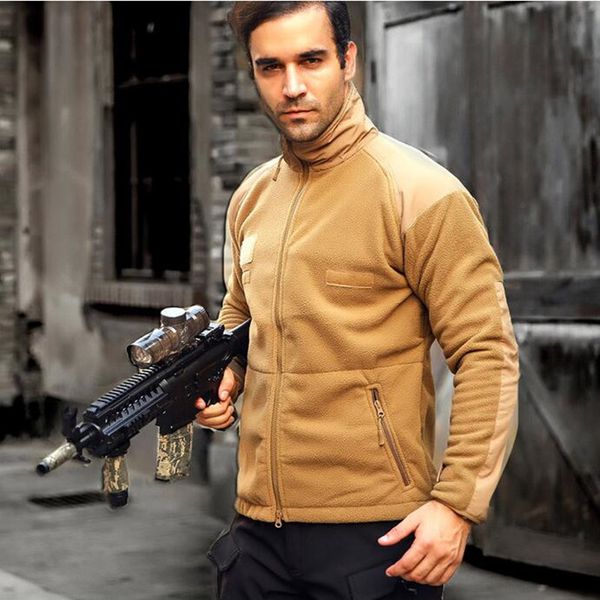 

new warm winter tactical fleece jacket men polartec us army clothes out coat jackets, Black;brown