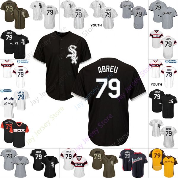 

2019 Chicago 79 Jose Abreu Jersey White Sox Jerseys Cool Base Flexbase Home Away White Black Red Grey Pullover Button Men Women Youth
