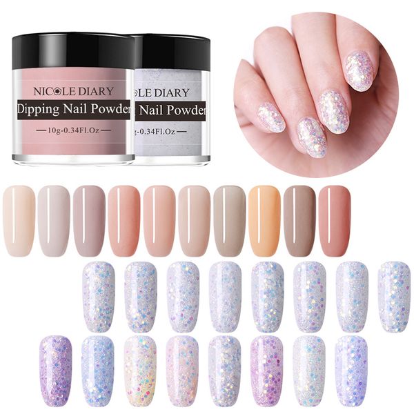 

nicole diary 10g dipping nail powder light sensitive sequins glitter flakes dip accessories powder nail art decoration, Silver;gold