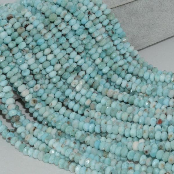 

natural simple quality larimar faceted round beads 5.8mm-6mm
