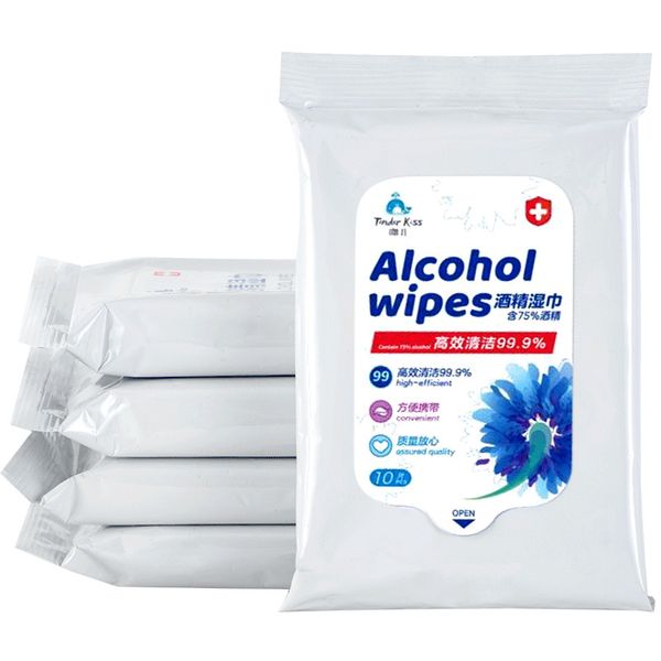 

10pcs/bag alcohol wet wipes antibacterial disposable alcohol swabs pads disinfectant wipes skin cleaning care sterilization