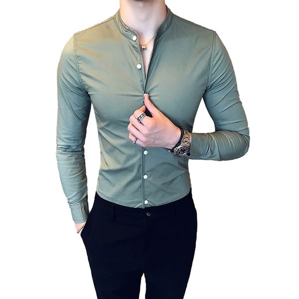 

loldeal мужская повседневная рубашка с длинным рукавом и воротником стойкой на пуговицах, White;black