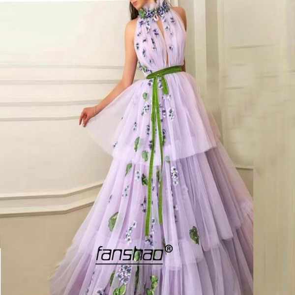 

lilac evening dresses tiered v-neck belt applique plus size islamic dubai saudi arabic long evening gown boho prom dress, White;black