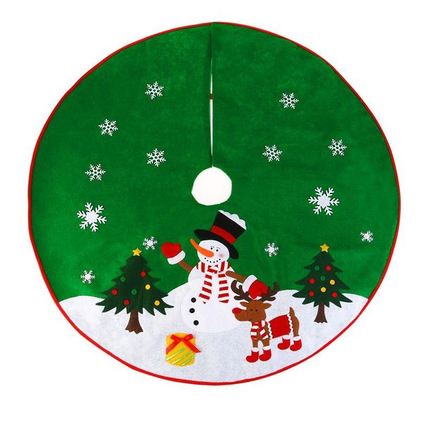 

nicexmas non-woven christmas xmas tree skirt circle snowman pattern base cover decoration apron wrap (green
