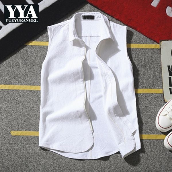 

harajuka vintage summer cotton and linen mens sleeveless vests stand collar zipper thin casual male slim waistcoats plus size, Black;white