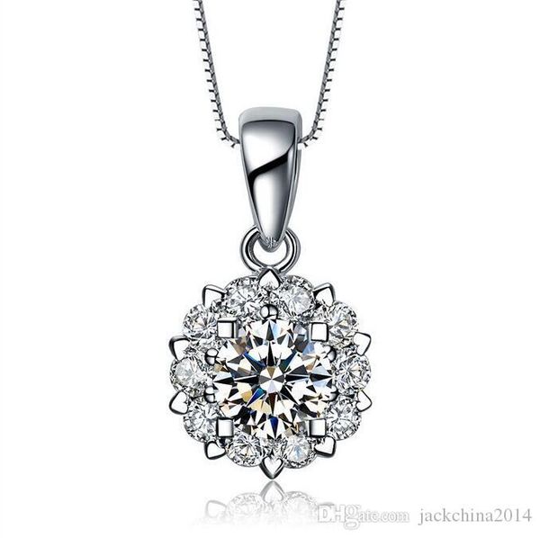 

luxury jewelry 925 sterling silver pave stunning round cut white sapphire cz diamond gemstones women necklace pendant no chain