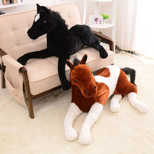 

simulation animal 70x40cm horse plush toy prone horse doll for birthday gift y200623