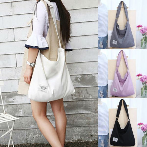 

women large canvas shoulder bag handbag cross body shopping satchel hobo tote au