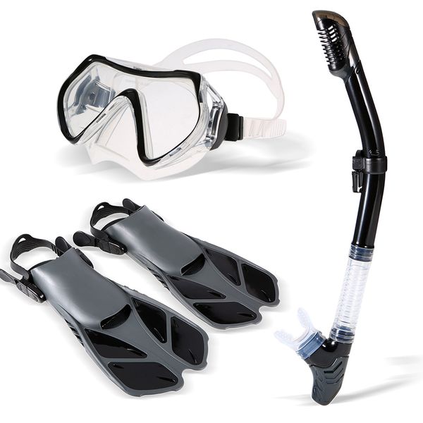 

lixada diving set diving set with silicone mask swimming fins dry snorkel quick dry gear bag kit water sports equipment