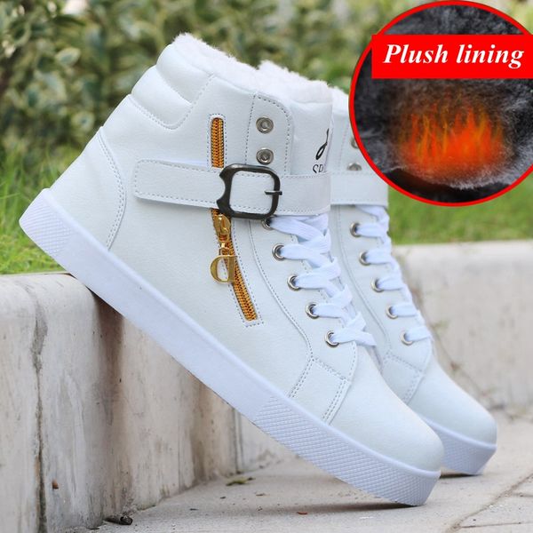 

winter boots men warm comfortable martin boots high-zipper decoration fashion winter shoes men zapatillas winter mens boots, Black