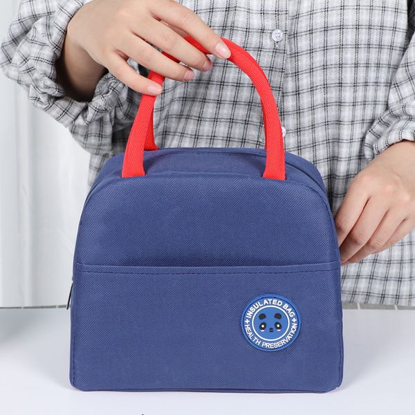 

oxford cloth insulation bag lunch box bag lunch aluminum foil thick hand box handbag, Blue;pink