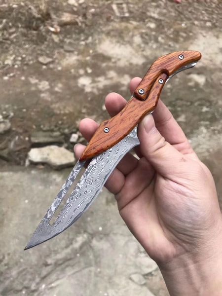 2019 The Latest Version Damascus Machinery Folding Knife Edc Free Outdoor Survival Self Defense Tool Gift Knife Collectible Knives Best Camping - 
