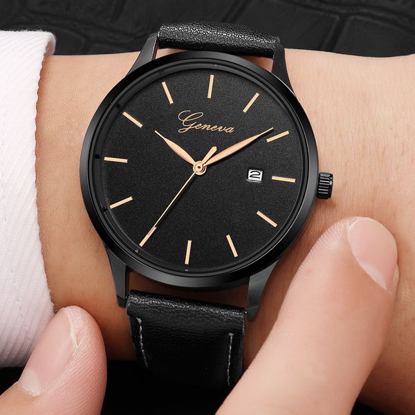 

new fashion men's luxury leather band date analog quartz diamond wrist watch bayan kol saati wall clock modern design large, Slivery;brown