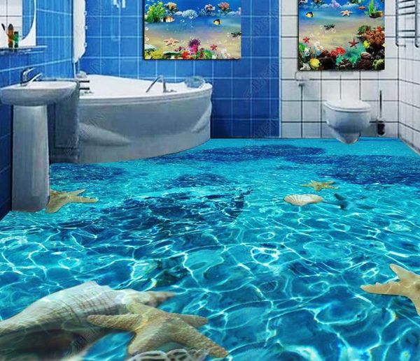 

home decor 3d floor wallpaper clear sea water bathroom bedroom 3d floor wallpaper for living room p printing self-adhesive non-slip wal