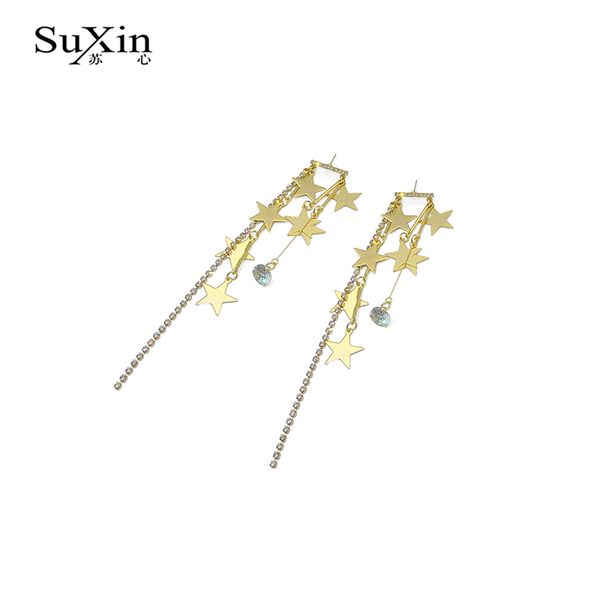 

new fashion hyperbole temperament elegant long drop earrings for women female tassel rhinestone pendant earrings, Silver