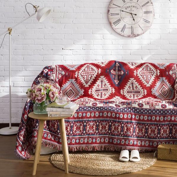 

european kilim plaid thicken sofa blanket throw geometric carpet for living room bedroom rug bedspread dust cover table cloth