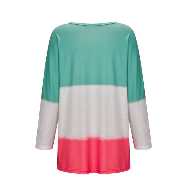 

women casual gradient tie dye long sleeve pullover loose shirt, White