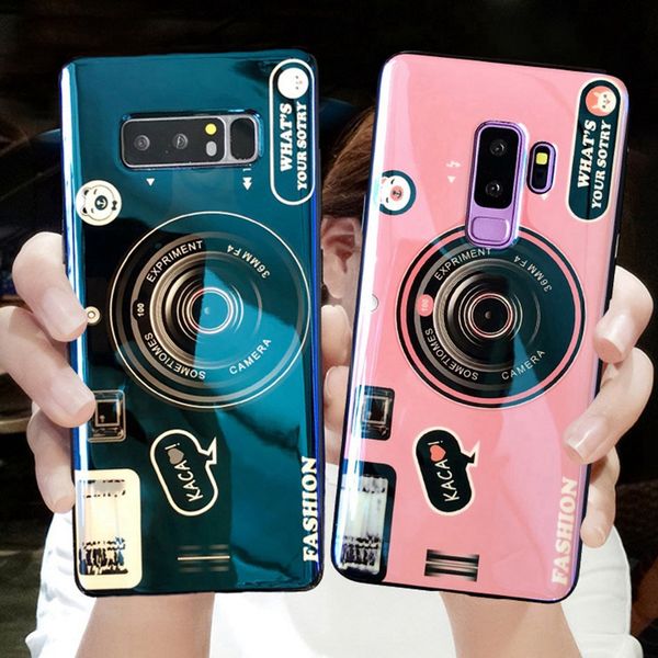 

girl style retro for samsung s8 camera case with multi-function kickstand designer phone case blue-ray silicone for samsung note9 case
