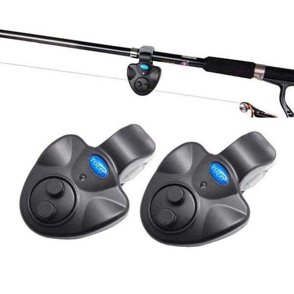 

yolo electronic fishing bait alarm with sound led lights indicator fish bite alarms for fishing pole rods line (pack of 2