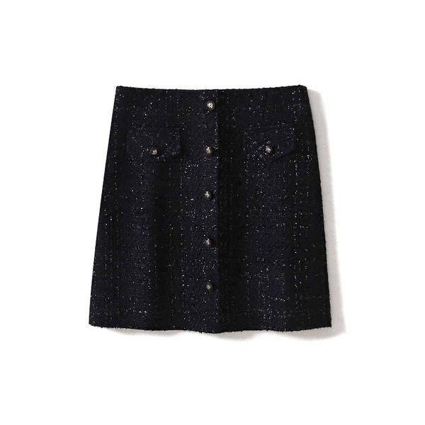 

new dq0117 high level commuters wear black bright silk tweeds in all seasons medium and high waistband and hip skirt