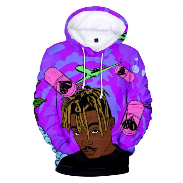 

homme sweatshirts casual printed male juice wrld 3d mens hoodies spring autumn long sleeve hooded, Black