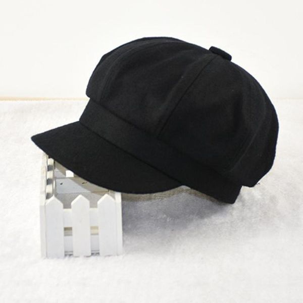 

woolen octagonal hat autumn and winter woolen material painter hat casual fashion female size head circumference female, Blue;gray