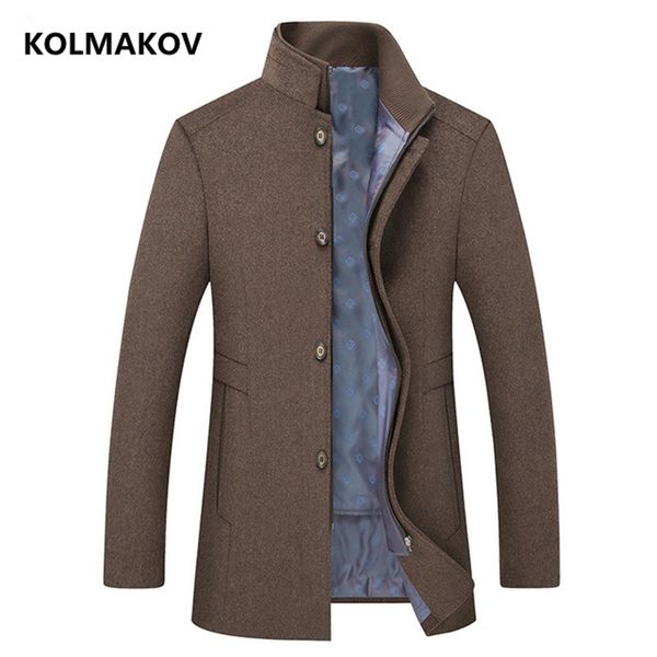 

2019 winter coat men thicked trench coat men,men's fashion business casual wool jackets ,plus-size -6xl, Tan;black