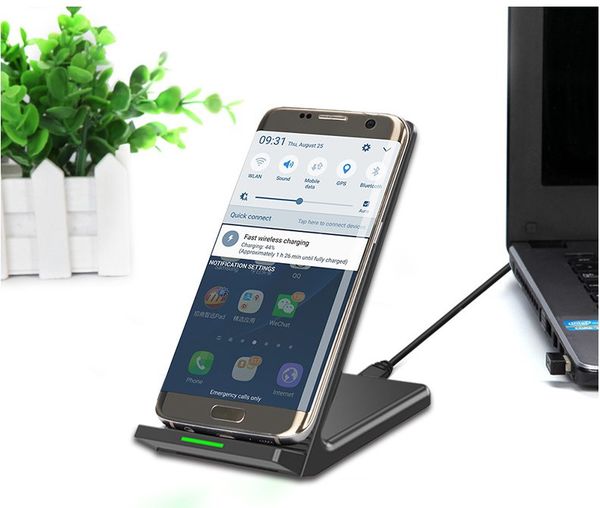 

New 10w qi wirele charger with cooling fan charging dock mart phone holder fa t quick charger for iphone x xr am ung 9 huawei p20 mate