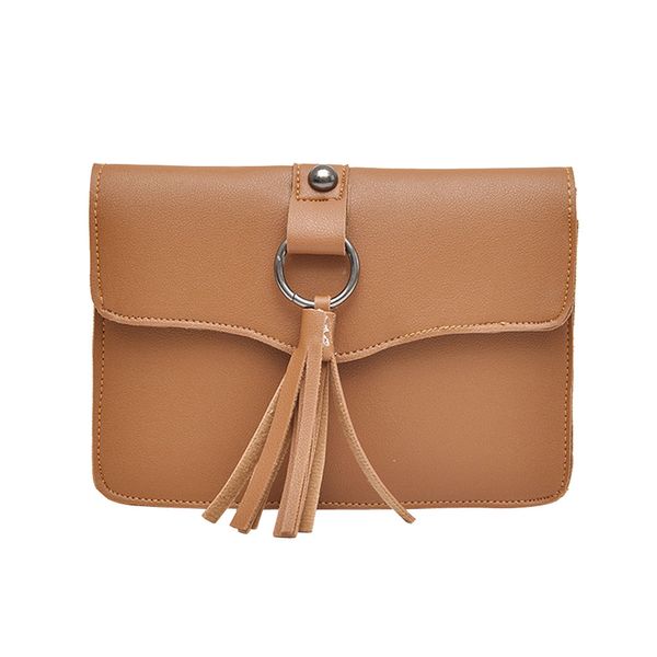 

sleeper #401 2019 new fashion women pure color tassel leather messenger shoulder bag chest bag solid color unique ing