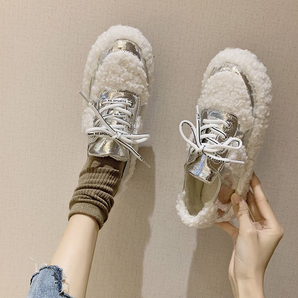 

loafers fur small white shoes women casual female sneakers women's moccasins modis flats round toe new 2019 dress winter, Black