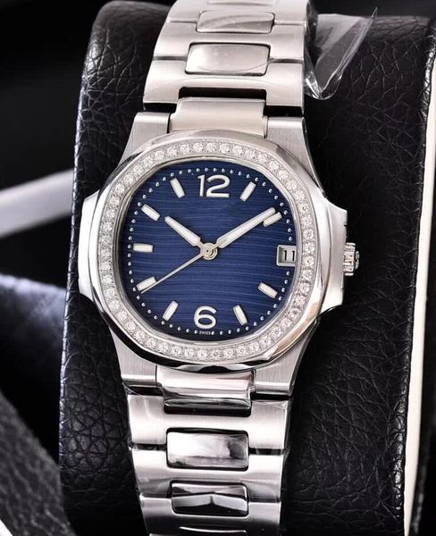 

3 цвета Nautilus Diamond Bezel браслет из нержавеющей стали Механические часы с автоподзаво