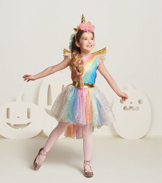 

sonkpuel unicorn explosion children's wear children's clothing christmas cosplay dress stage stage princess dress age of 3 to 6, Red;yellow