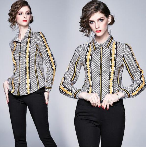 

spring fashion new print fashion all over lapel shirt, White
