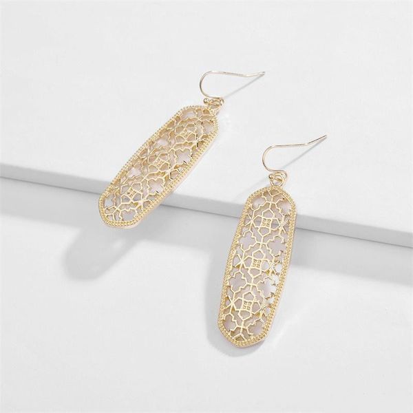 

wholesale-earrings kendra style scott metal hollow cross flower frame dangle for women party gift, Golden