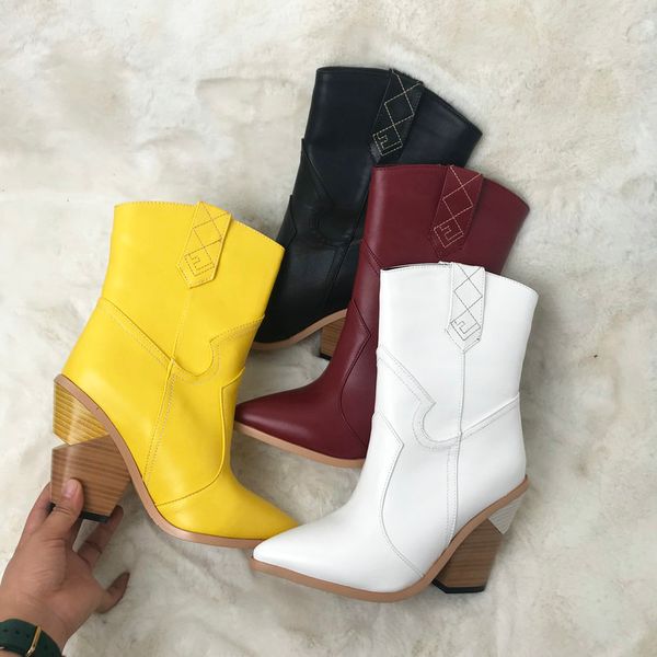 

cowboy boots for women wedge heeled ankle boots western 2019 winter white black red brown yellow big-size
