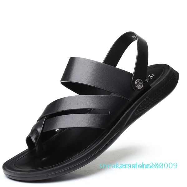 

лето новых мужчин дышащий пляж обувь тенденция плоский каблук двухсторонняя сандалии и тапочки сандалии мужчин s10, Black