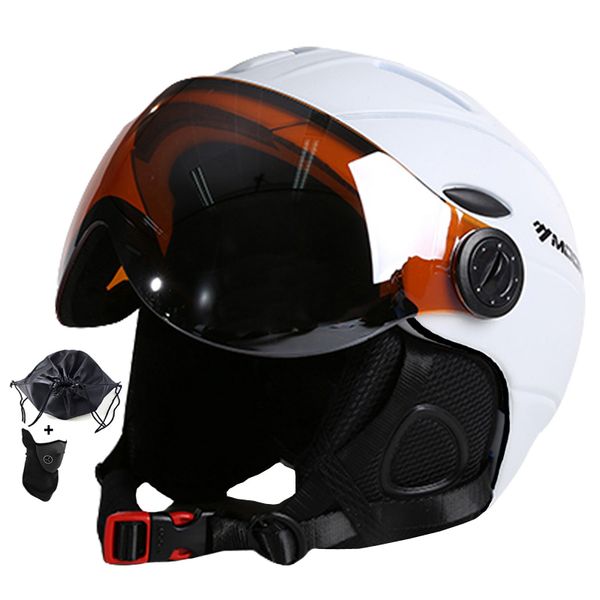 

moon goggles ski helmet ce certification safety skiing helmet with glasses skating skateboard snowboard