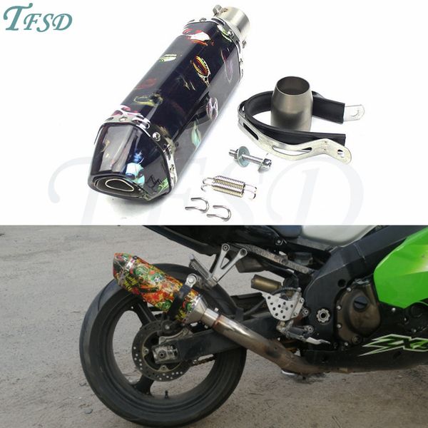 

new fashion muffler 36-51mm universal motorcycle for akrapovic exhaust pipe modified muffler for ninja zx 7r 9r zx1100