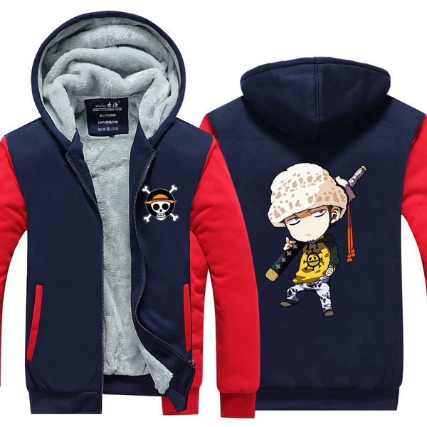 

anime one piece ace law luffy zoro print zipper sweatshirt sportswear hoodie hooded tracksuit coat jacket cosplay costume, Black