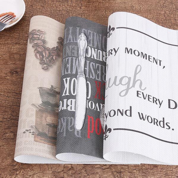 

2019 table mat creative english insulation pad european minimalist pvc teslin placemat easy to wash table mat