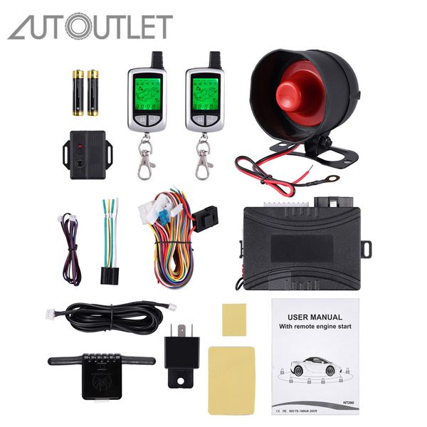 

autoutlet два 2 way lcd remote alarm запуск двигателя автомобиля система безопасности с замками центральный замок сайлент руку