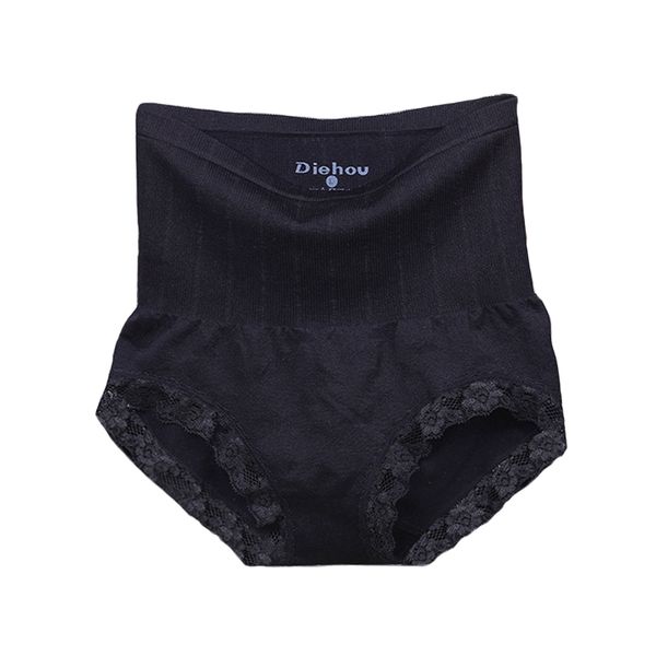 

women high waist panties lace solid abdomen female underwear breathable seamless briefs culotte woman panties thin waist, Black;pink