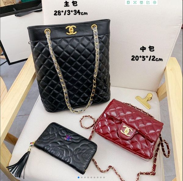 

2020 elegant ladies selling wild handbag shoulder bag leather simple ladies messenger bag wallet leather three-piece business bag