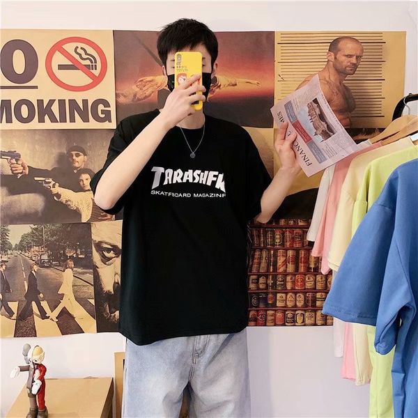 

men's t-shirts 20 summer loose short sleeve t-shirt korean-style ins casual base shirt underwear students trend printed half-sleeve, White;black